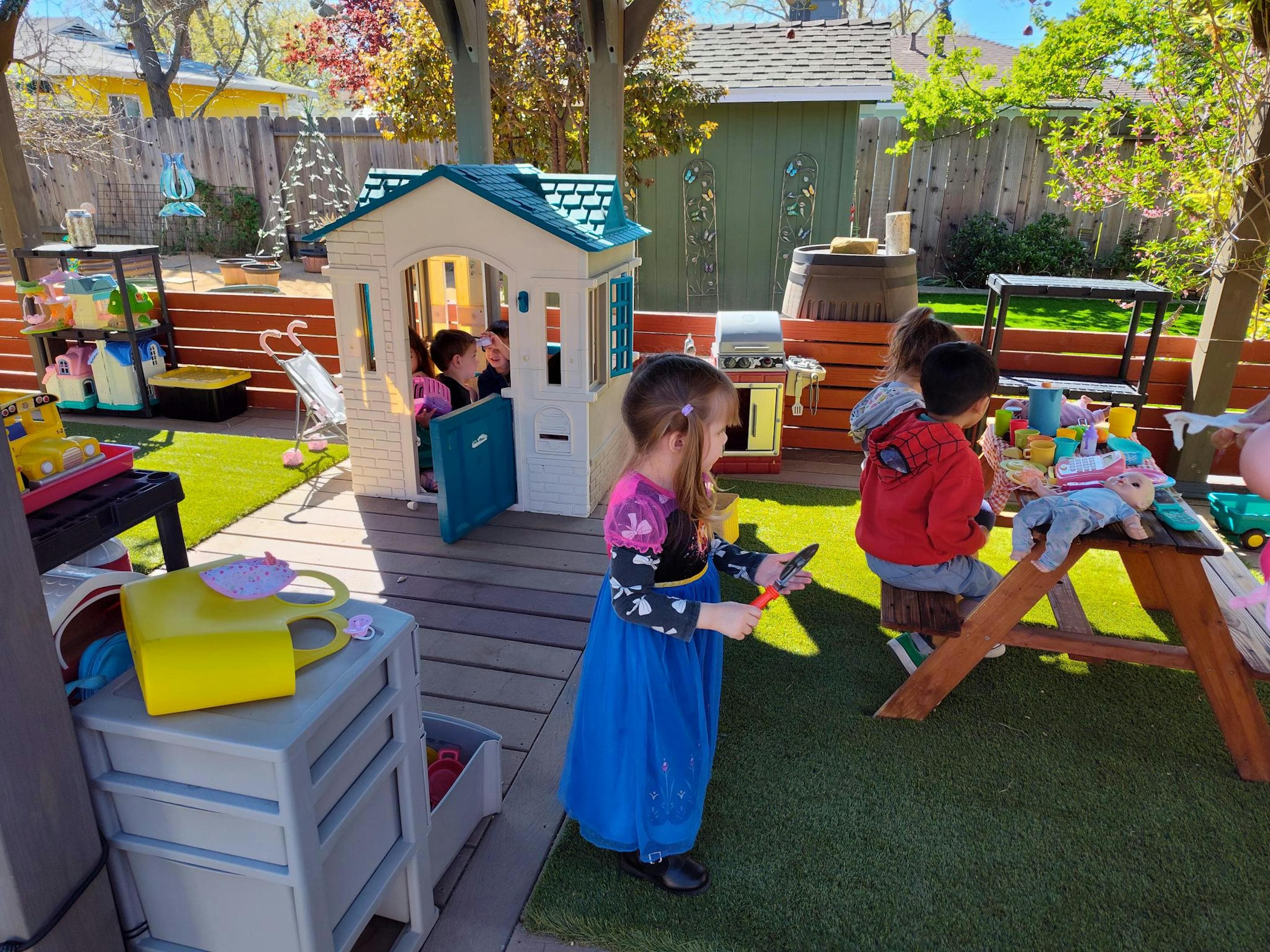 Children playing on the deck
